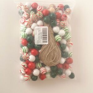 Holiday Swirl Wood Beads Set - Red, Green, White. 200 plus